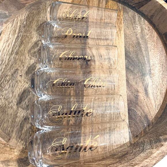 Toasting Champagne Set of 6 Stemless Flutes with Sayings - Picture 2 of 2